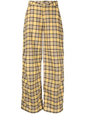 Collina Strada plaid wide-leg trousers - Yellow
