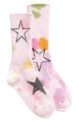 Collina Strada Print Organic Cotton Blend Crew Socks in Blush Star Burst