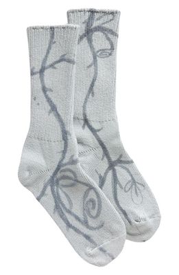 Collina Strada Print Organic Cotton Blend Crew Socks in Silver Roses
