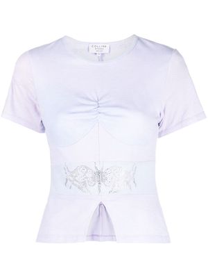 Collina Strada ruched-detail cotton T-shirt - Purple