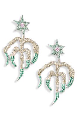 Collina Strada Sprouting Star Drop Earrings in Emerald