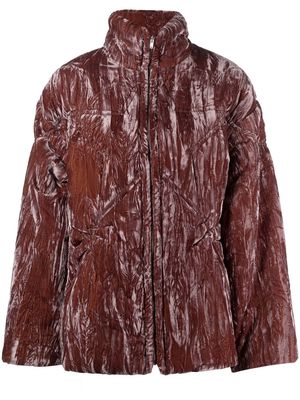 Collina Strada Star crushed-velvet puffer jacket - Brown