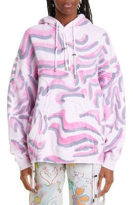 Collina Strada Star Tie Dye Cotton Fleece Hoodie in Pink Zebra