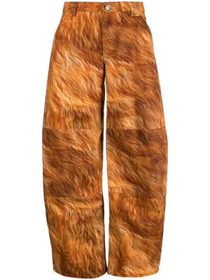 Collina Strada Stomp fur-print wide-leg trousers - Brown