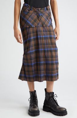 Collina Strada Stomp Plaid Cotton Flannel Cargo Maxi Skirt in Navy Lime Plaid