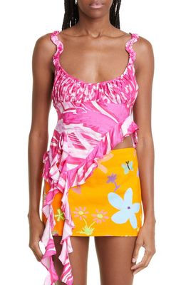 Collina Strada Wisteria Cabbage Patch Print Rose Sylk Camisole in Hot Pink Butterflies