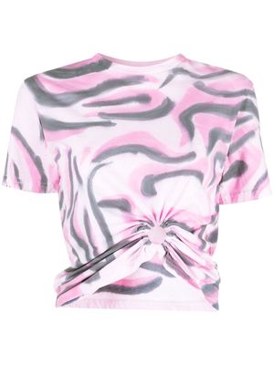 Collina Strada zebra-print gathered T-shirt - Pink