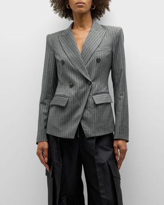 Collins Double-Breasted Pinstripe Blazer