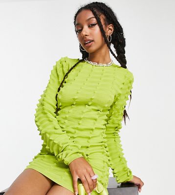 COLLUSION 3D textured knitted body-conscious dress in green
