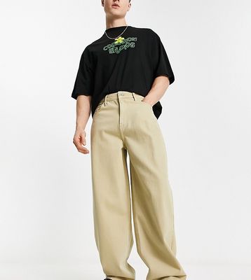 COLLUSION 90s baggy skater twill pants in stone-Neutral