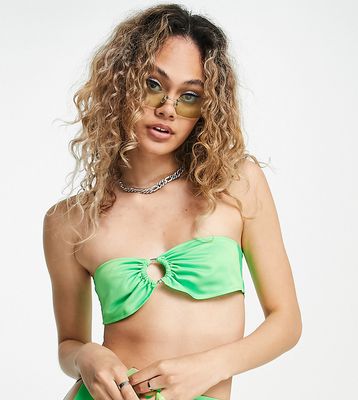 COLLUSION bandeau satin top in green