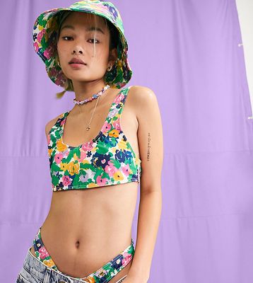 COLLUSION bikini top in 80s floral - MULTI