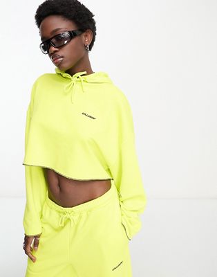 COLLUSION branded cropped hoodie in lime-Green