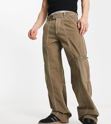 COLLUSION cargo pants with zip detail in light green