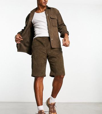 COLLUSION cord cargo shorts in brown