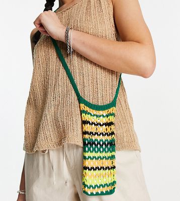 COLLUSION crochet phone bag multi stripe
