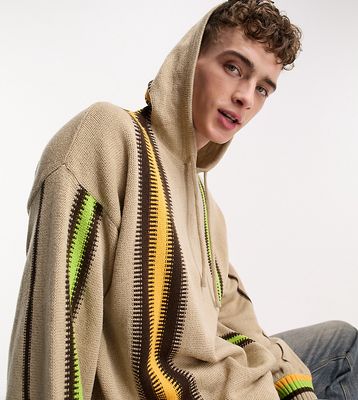 COLLUSION fesitval oversized knit hoodie with stripe detail in multi