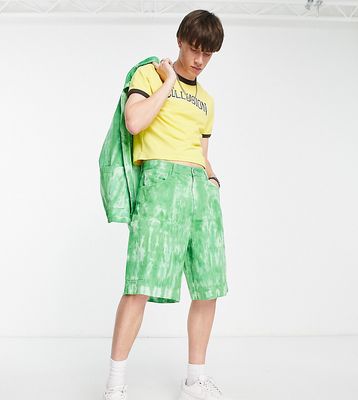 COLLUSION festival shorts in green tie dye - part of a set