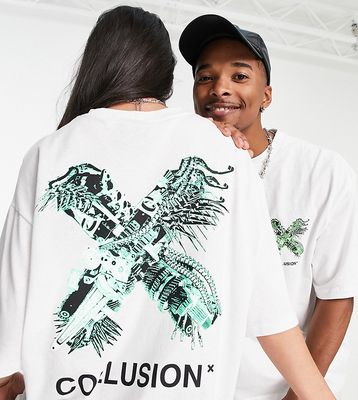 COLLUSION graphic logo T-shirt in white