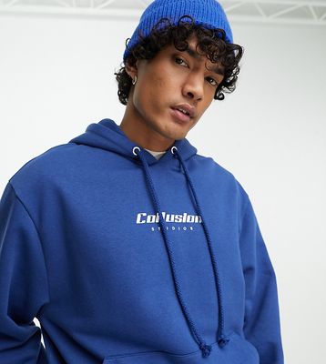 COLLUSION hoodie with logo in navy