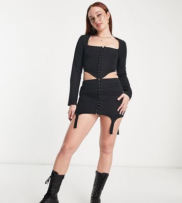 COLLUSION hook and eye mini skirt in black