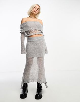 COLLUSION knit fairy hem skirt in light gray - part of a set