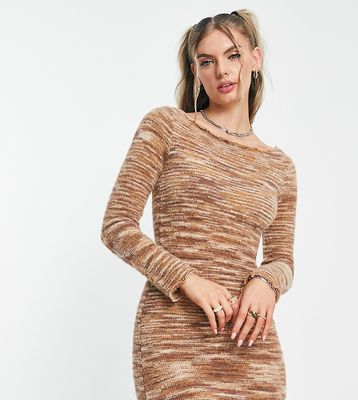COLLUSION knit long sleeve dress in brown space dye-Multi