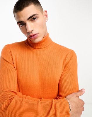 COLLUSION knit turtle neck sweater in bright orange