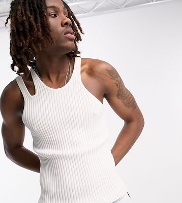 COLLUSION knitted cut out tank top in ecru-White