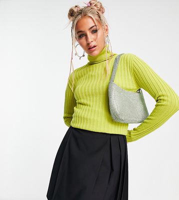 COLLUSION knitted roll neck sweater in bright green