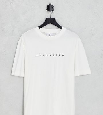 COLLUSION logo t-shirt in ecru-White