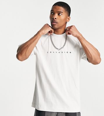 COLLUSION logo T-shirt in light gray