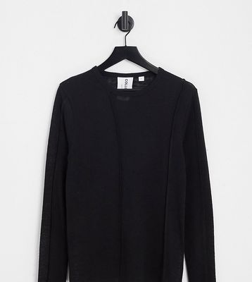 COLLUSION long sleeve t-shirt in burnout fabric in black