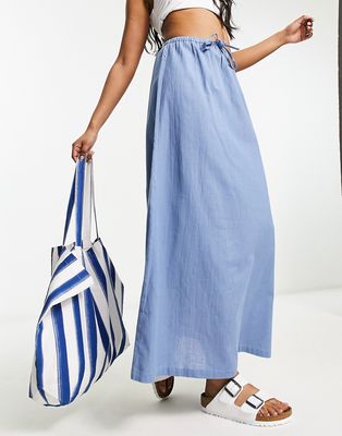 COLLUSION low rise linen beach skirt in blue