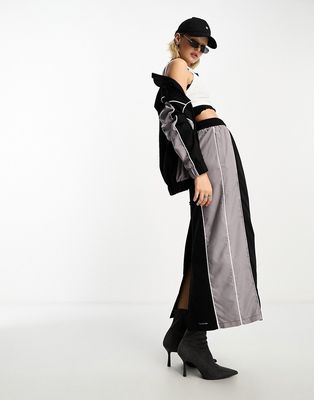 COLLUSION nylon maxi skirt in black