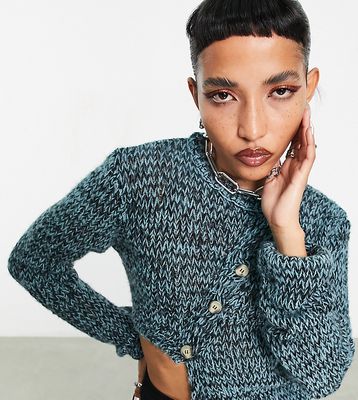 COLLUSION open knit cardigan in spacedye-Black