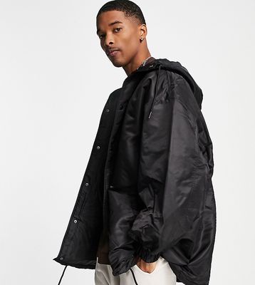 COLLUSION oversized coat with hood in black