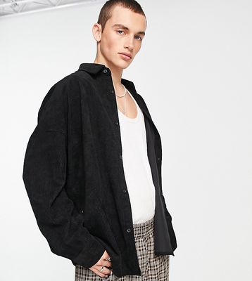 COLLUSION oversized cord shirt in black