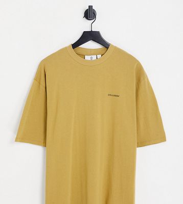 COLLUSION oversized logo t-shirt in tan-Brown