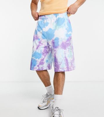 COLLUSION oversized shorts with logo print in tie dye - part of a set-Multi