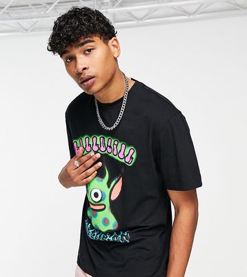 COLLUSION oversized t-shirt with alien print in black