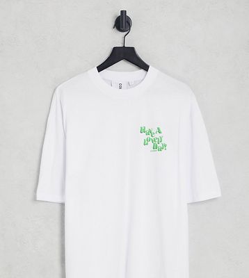 COLLUSION oversized t-shirt with lovely day print in white