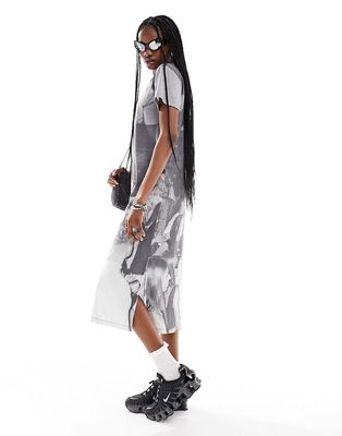 COLLUSION photographic print T-shirt dress in gray