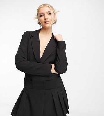 COLLUSION pleated blazer mini dress in black