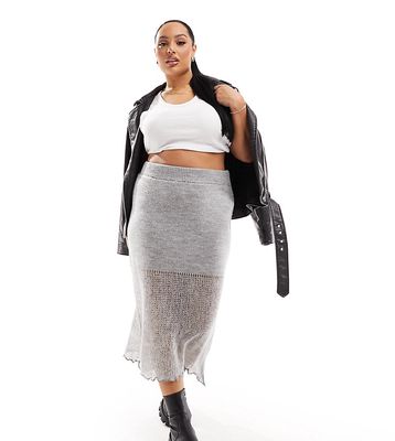 COLLUSION Plus knitted skirt in gray - part of a set