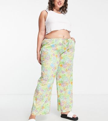 COLLUSION Plus scribble floral beach pants in multi