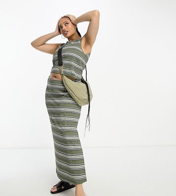 COLLUSION Plus striped maxi skirt in green - part of a set