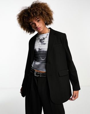 COLLUSION premium blazer in black pinstripe - part of a set-Gray