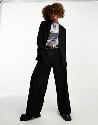 COLLUSION premium suit pants in black pinstripe - part of a set-Gray