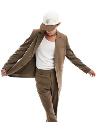 COLLUSION premium tailored blazer in khaki - part of a set-Gray